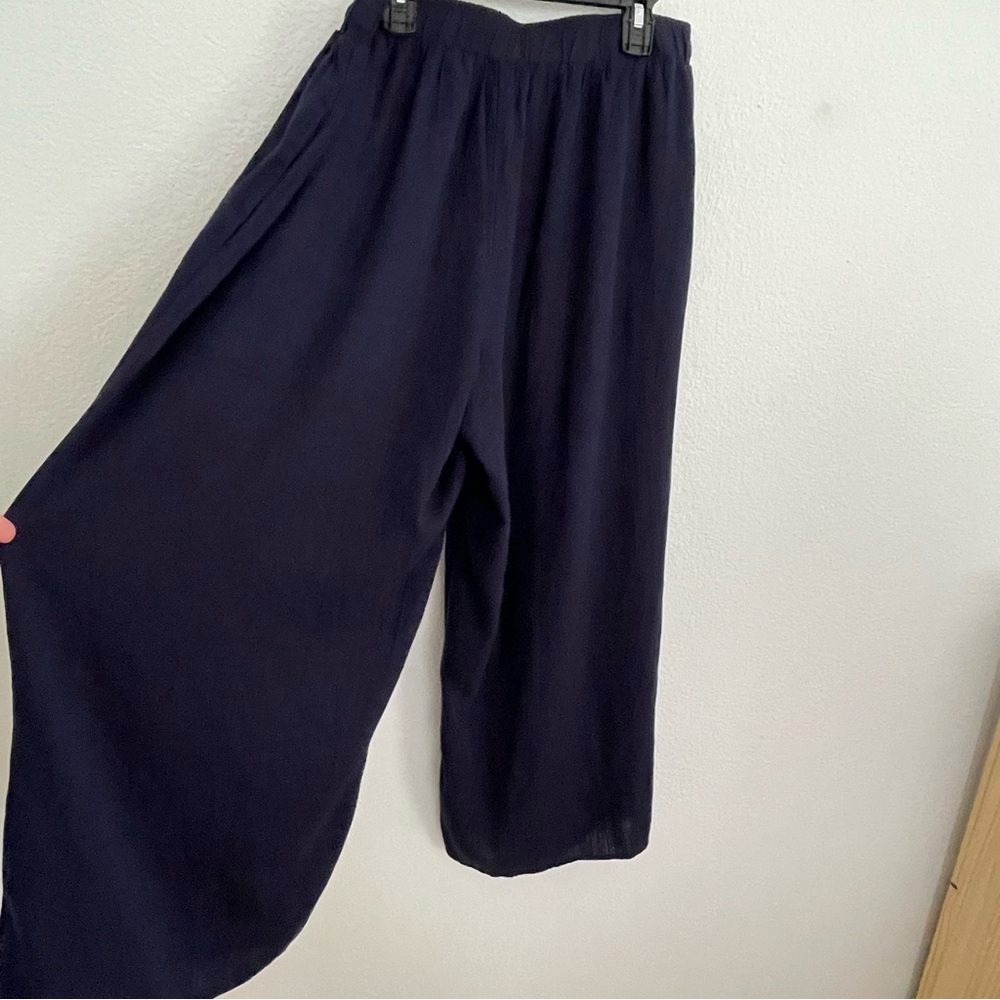Vince Camuto Linen Blend Blue Wide-Leg Pants Quiet Luxury Minimalist Resortwear
